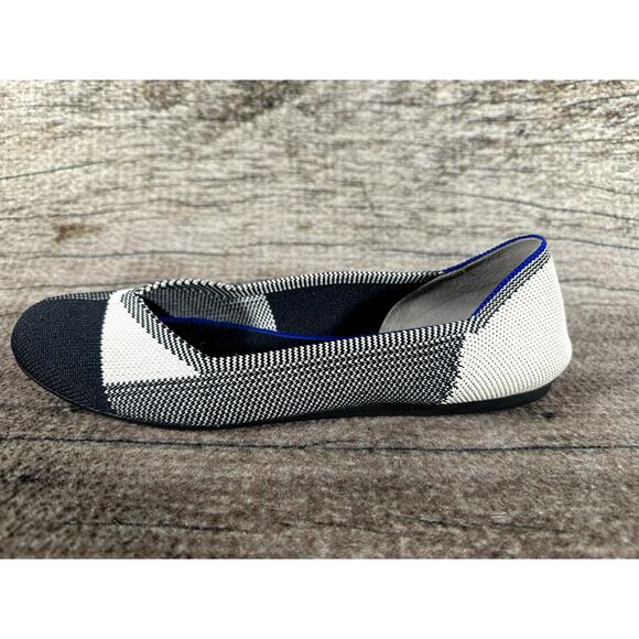 Rothy's The Flat Women's Cream Black Round Toe Knitted Flats Slip On Size 7.5 - Picture 8 of 10